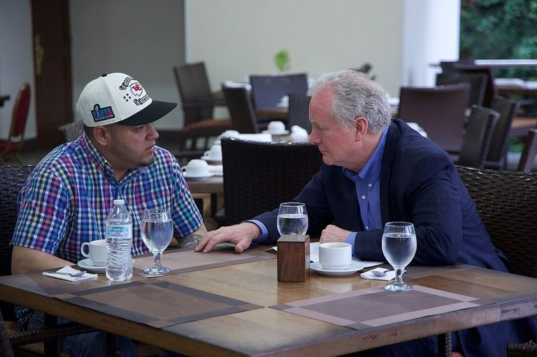 Kilmar Abrego Garcia meets with Senator Chris Van Hollen in El Salvador, April 2025